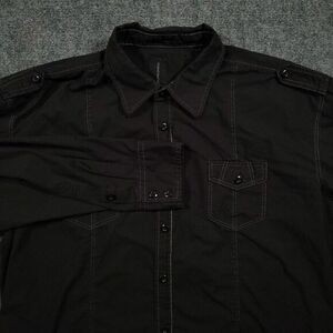 Jordan Craig Epaulette Shirt Mens XXL Black Button Up Pockets‎ Long Sleeve